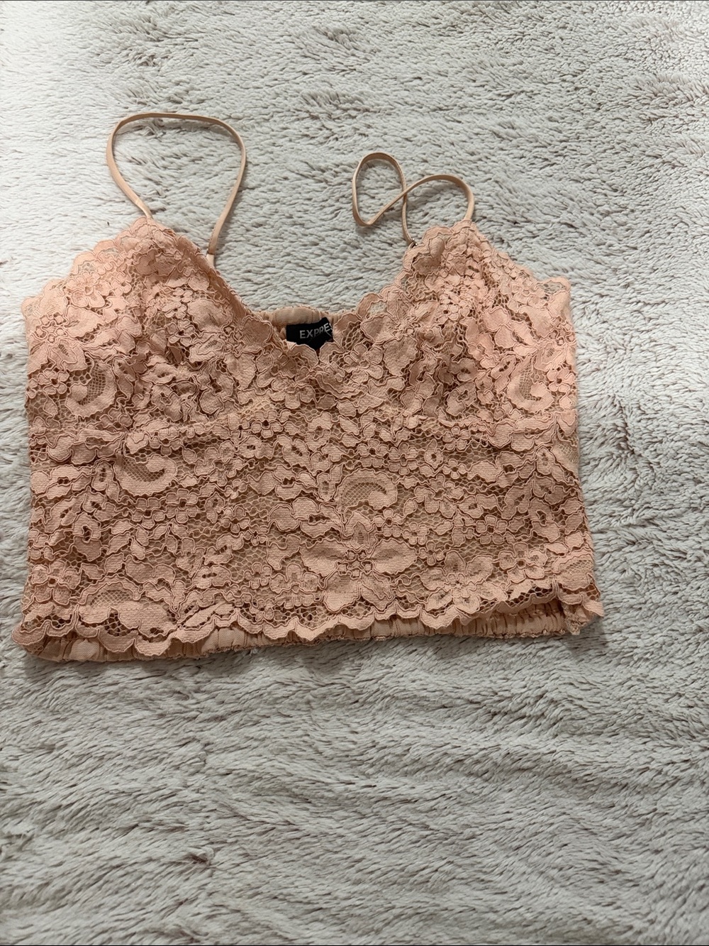 Express Lace Crop Cami in Blush Peach